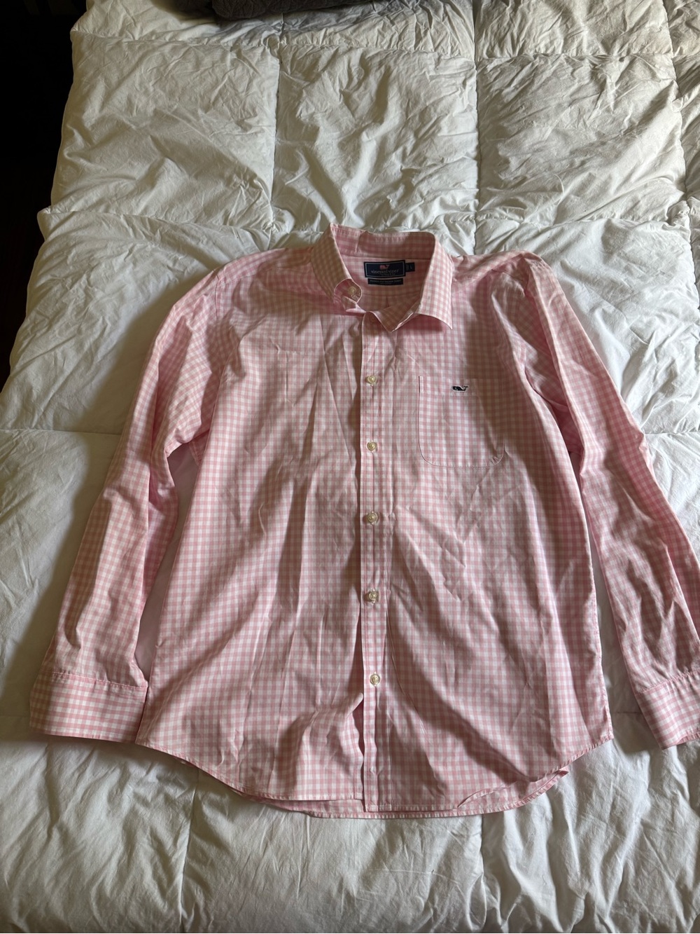 Vineyard Vines Pink Gingham Long-Sleeve Dress Shirt